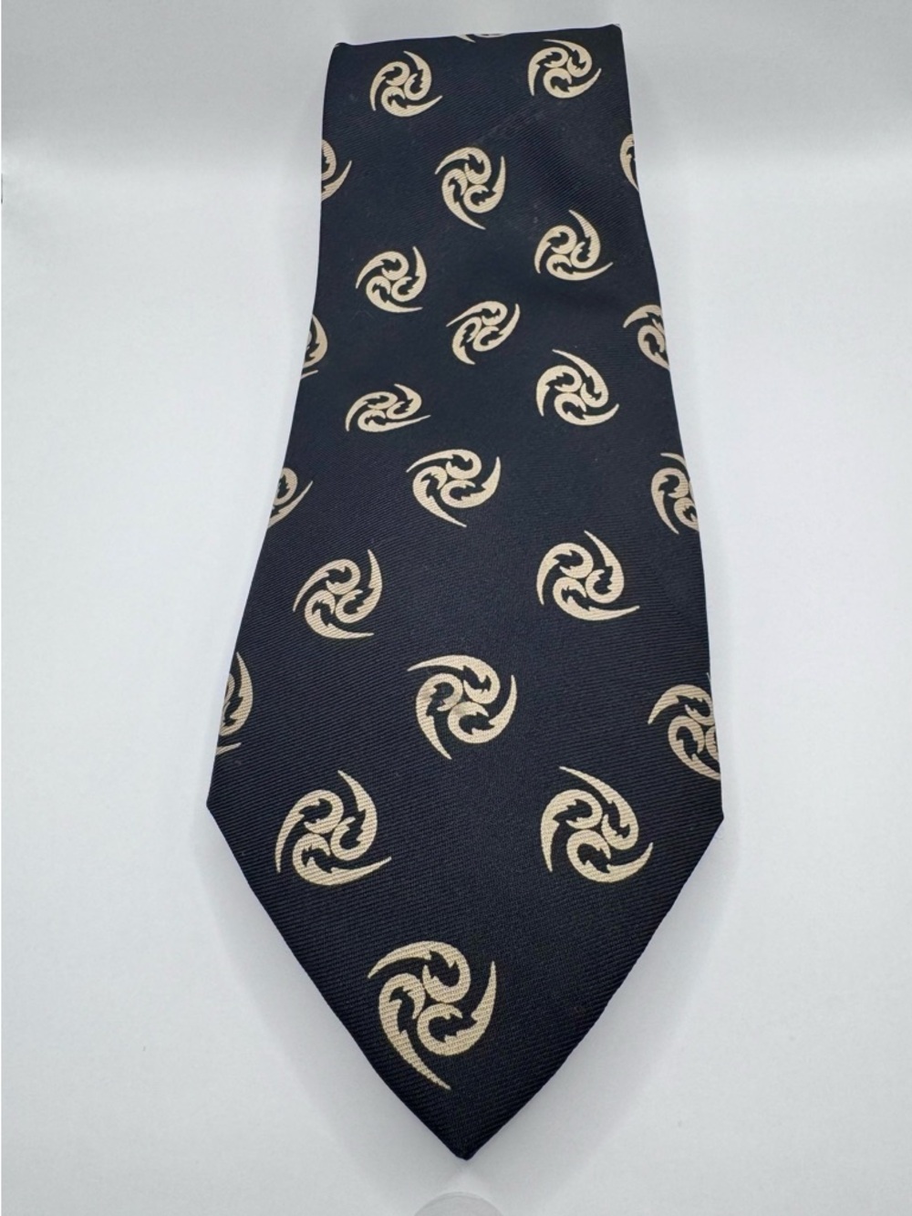 Valentino Black Tie with Beige Swirl Motif